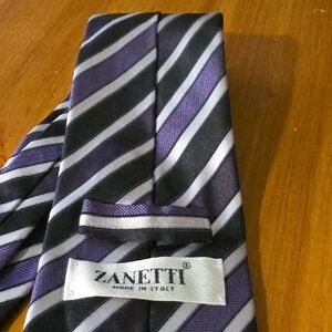 Zanetti Men's Purple and Silver Striped Tie